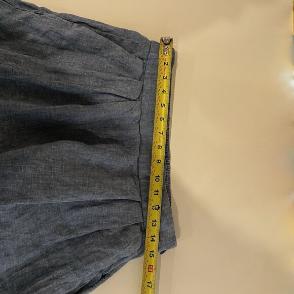 Gap Womens Blue Linen Blend Cropped Wide-Leg Pleated Pants Sz 10 Tall Flaw Read - Picture 11 of 13